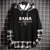 Young mens clothing male junior high school students high school students spring tide fake two big boy mens clothes with handsome spring and autumn