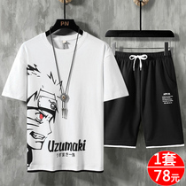 Teen Short Sleeve T-shirt Male T Tide Trump Pure Cotton Middle Sleeve Junior High School Student Clothes 2021 New Summer Suits Summer Suit