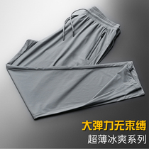 Ice Silk Cool Pants Summer Pants Thin for men Sports quick dry pants Mens pants Teenagers Thin Air Conditioning Casual Long Pants