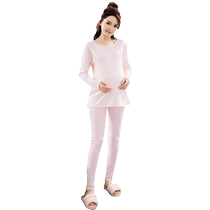 Lactation Autumn Clothing Autumn Pants Suit Spring Autumn Pure Cotton Pyjamas Pregnant Woman Warm Postpartum Postpartum Breastfeeding With Undershirt Lunar Subsuit