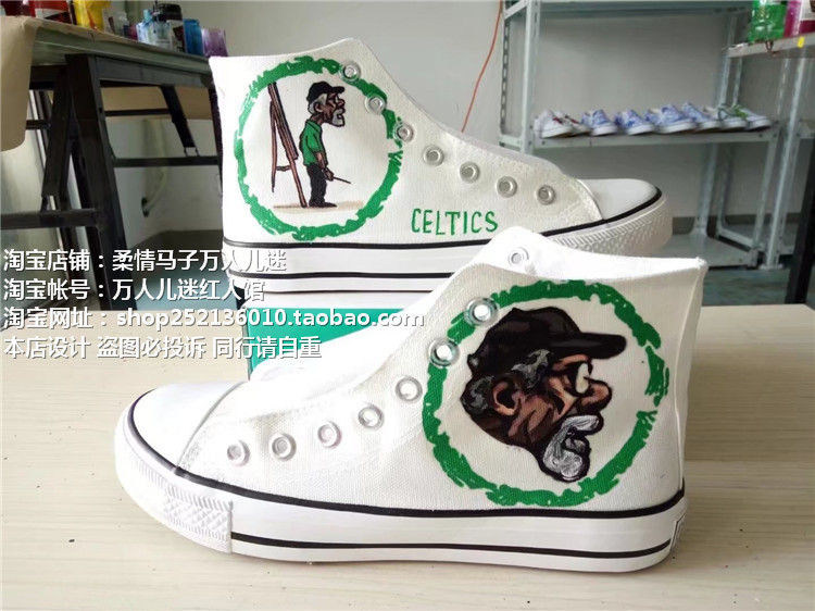 Russell's Hand-Painted Shoes Celtics Boston Celtics Team Nba High-Top Painted Sneakers