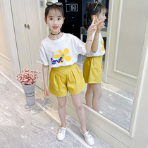 Girls  foreign style suit summer clothes 2021 new girl summer net red childrens clothing at the age of 12 Shang Zhong Da childrens clothing