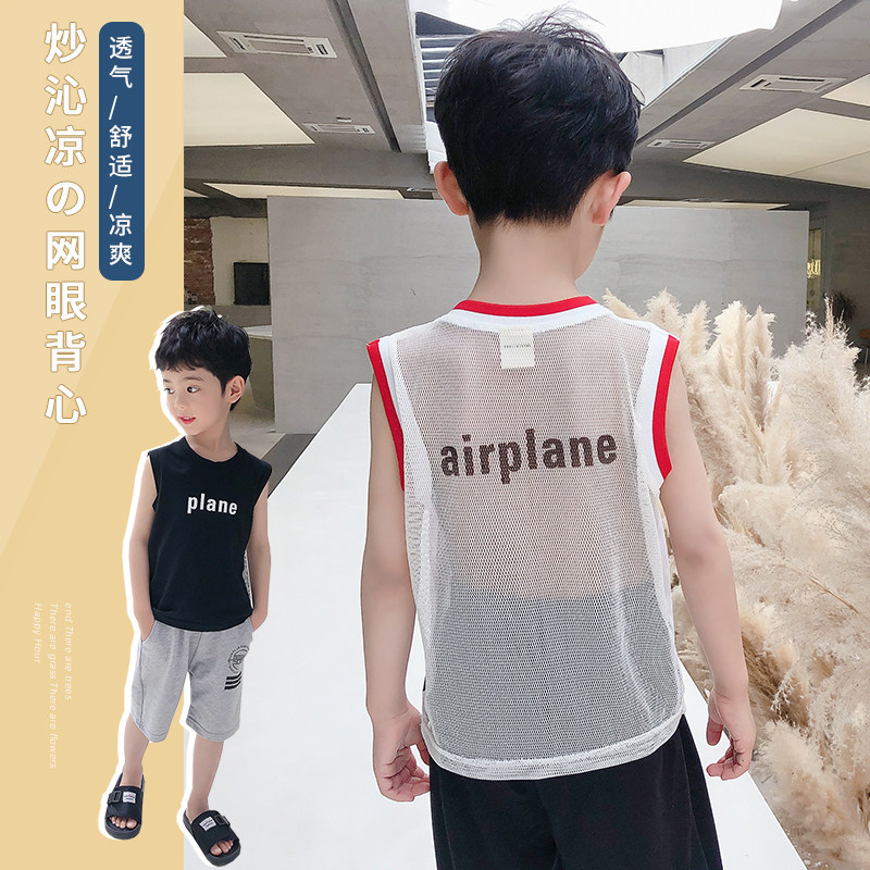2021 new boy mesh vest wear thin breathable top children's clothing summer children's sleeveless T-shirt thin