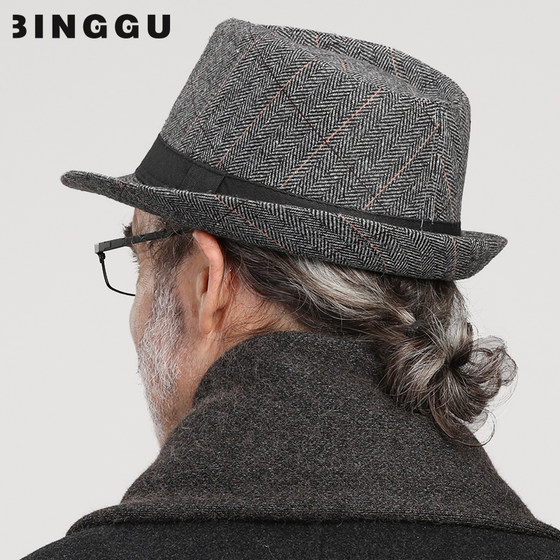 Men's top hat spring and autumn old man's hat men's winter fashion British autumn and winter middle-aged and elderly jazz hat warm dad hat