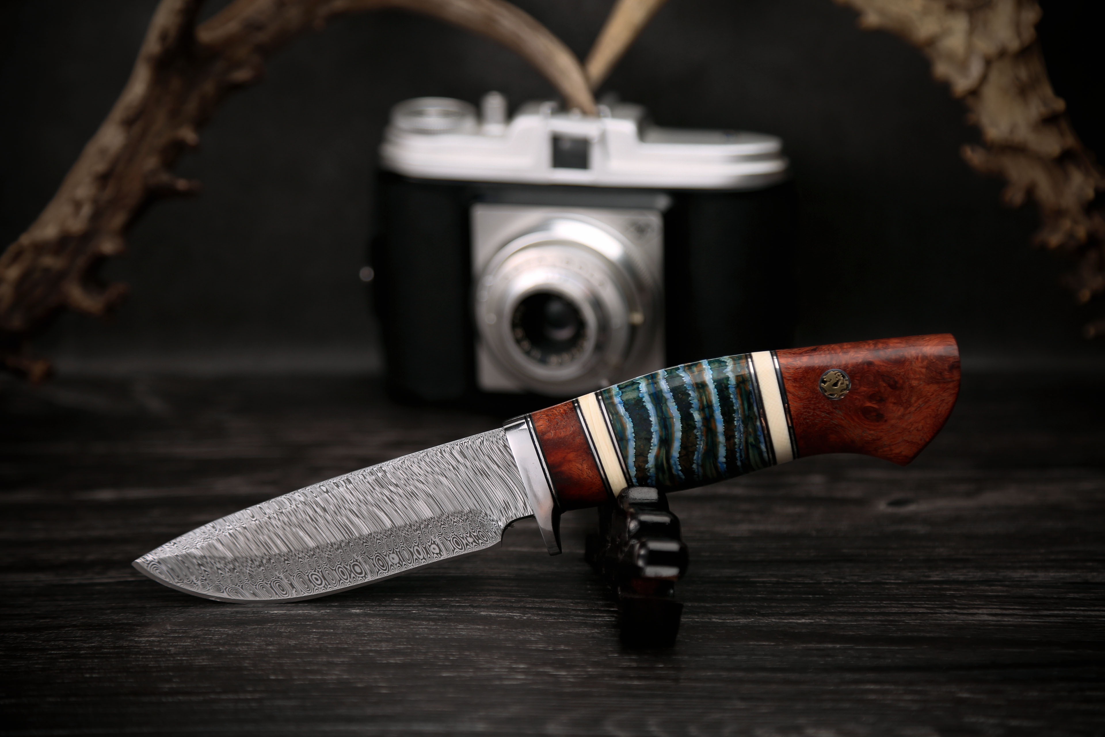 Thụy Điển bột thép Damascus thép dao độ cứng cao bộ sưu tập sắc nét quà tặng bột Thụy Sĩ dao ngoài trời dao thẳng - Công cụ Knift / công cụ đa mục đích kìm đa năng 6 tác dụng