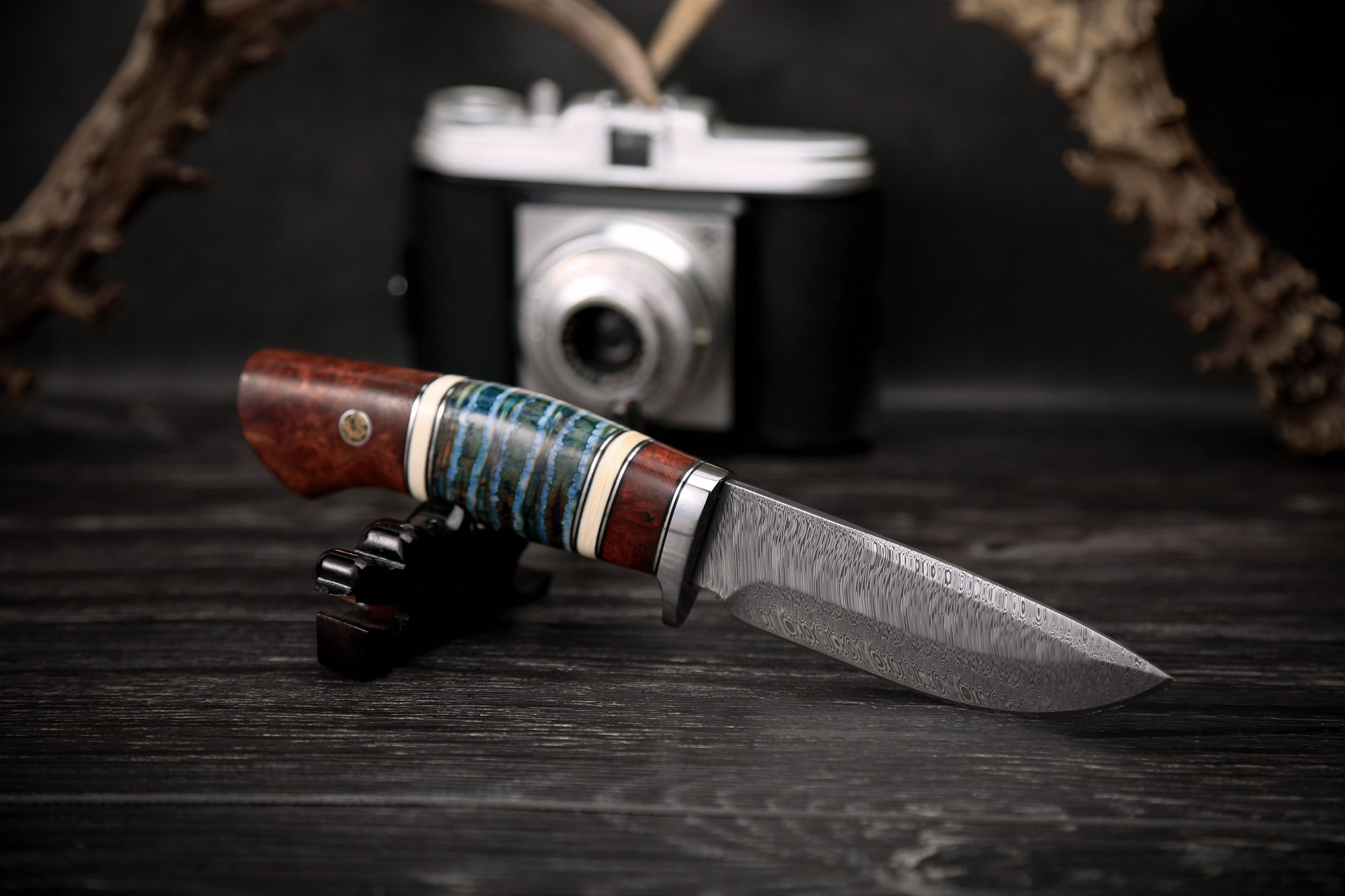Thụy Điển bột thép Damascus thép dao độ cứng cao bộ sưu tập sắc nét quà tặng bột Thụy Sĩ dao ngoài trời dao thẳng - Công cụ Knift / công cụ đa mục đích kìm đa năng 6 tác dụng