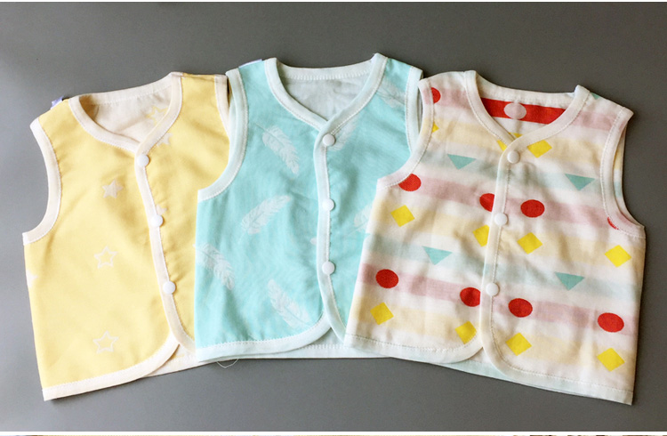 Mùa hè mỏng bé gạc vest mùa xuân và mùa thu đôi sơ sinh cotton nhỏ vest nam giới và phụ nữ bé bông vest