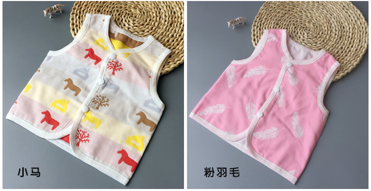 Mùa hè mỏng bé gạc vest mùa xuân và mùa thu đôi sơ sinh cotton nhỏ vest nam giới và phụ nữ bé bông vest