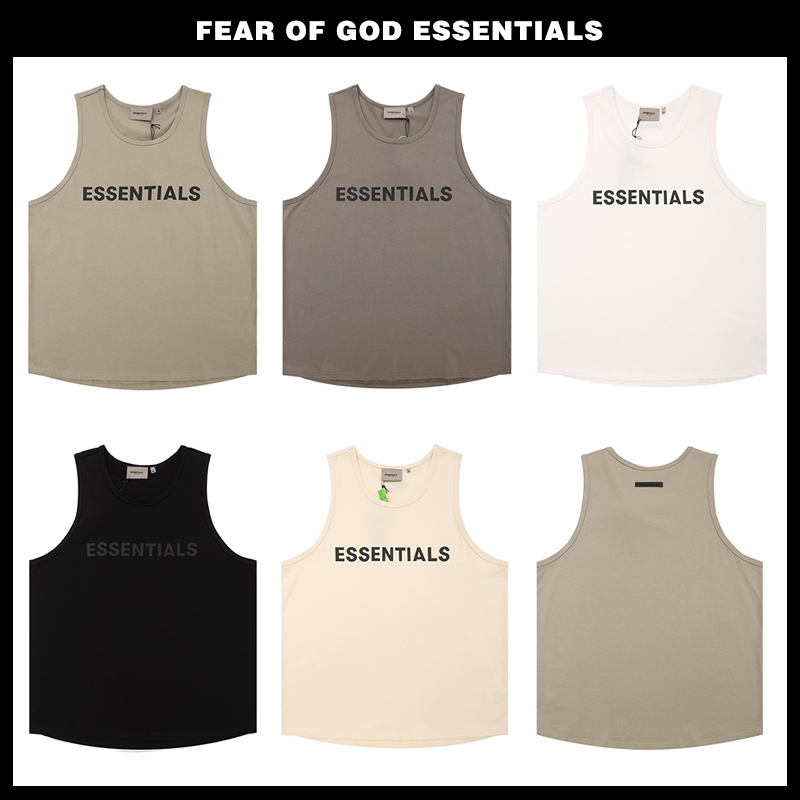 Essentials American Trendy Brand Fog Letter T-Shirt Vest for Women, Loose Casual High Street Sleeveless Base Shirt for Men