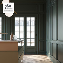 Jimei Sixiang living room wall panel decoration solid wood retro green TV background wall custom light luxury wall panel custom