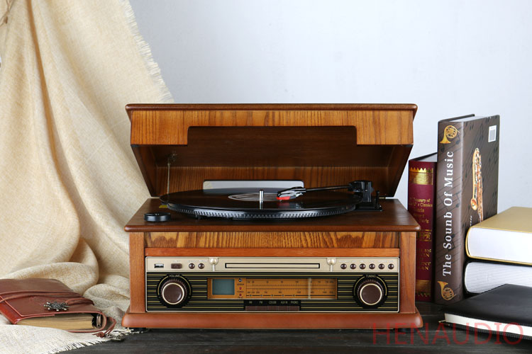 đầu đĩa than audio technica	 Hengxin mới cổ điển nhỏ bằng gỗ vinyl máy ghi âm retro máy ghi âm máy CD - Máy hát dau dia than