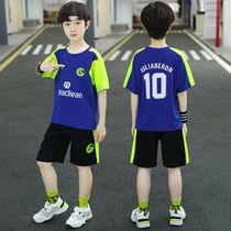 Boys  suit summer 2021 new childrens summer clothes middle and large childrens ball clothes boys handsome tide brand childrens clothing two-piece suit