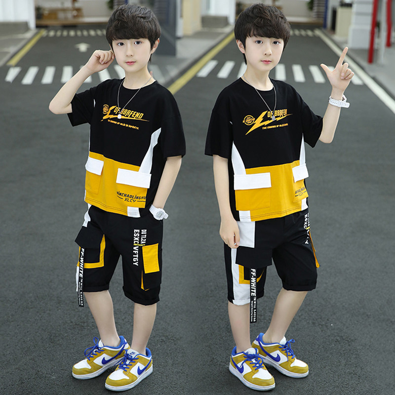 Boy's summer clothing suit Summer 2022 new children's tennis red CUHK Scout boy handsome boomers two-piece set