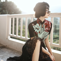 Chinese style girl cheongsam 2021 new spring and summer new improved version lace dress retro Republic of China style