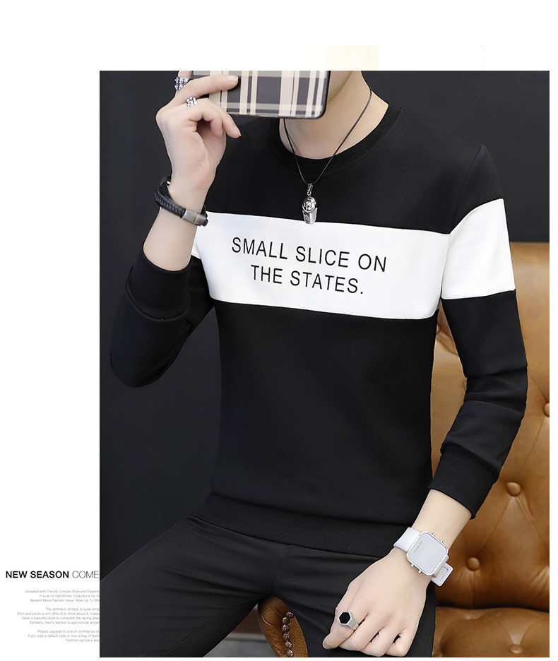 Mùa đông cộng với nhung dày áo thun dài tay nam ấm áp mùa thu phiên bản Hàn Quốc áo len cổ tròn áo thun đáy quần áo thun ba lỗ nam