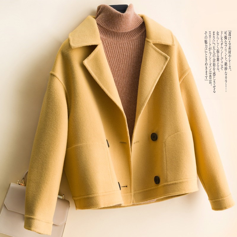 Short hair wool, double face cashmere big coat woman 21 new suit collar 100 wool temperament winter fur coats women