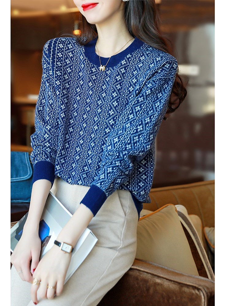 Design sweater in autumn and winter 2021 new blast - shaped sleeve 100 % wool knitted sweater