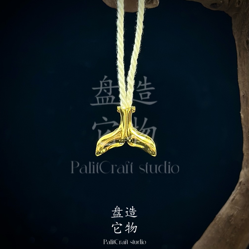 Pan Ta | Gold-Plated Silver Whale Tail Pendant Hand-Held 108-Bead Bracelet Accessories