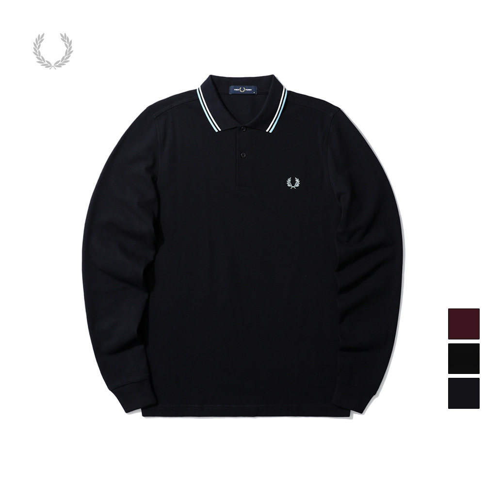 FRED PERRY MEN'S POLO SHIRT WINTER LONG SLEEVE WHEAT EAR EMBROIDERY CLASSIC BRITISH CASUAL TOP TIDE M3636