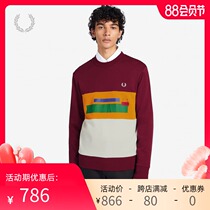 FRED PERRY MENS SWEATER SUMMER CONTRAST STITCHING PULLOVER ROUND NECK CASUAL WHEAT EAR LONG SLEEVE TREND M8627