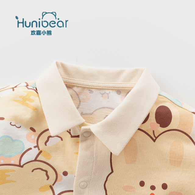 Happy Bear Baby Summer Cotton Short-Sleeved Shirt Suit Boys Clothes Children's Summer Clothes 2024 ເຄື່ອງນຸ່ງເດັກນ້ອຍໃຫມ່