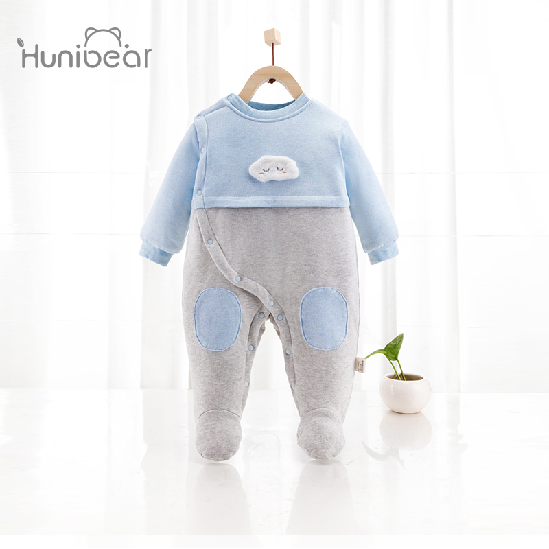 Baby clothes autumn and winter warm pure cotton newborns barefoot harater woman climb to wear winter clothing clip cotton baby one-piece clothes