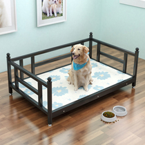 Internet celebrity dog bed removable and washable iron kennel for medium and large dogs golden retriever teddy iron bed solid wood winter pet mat
