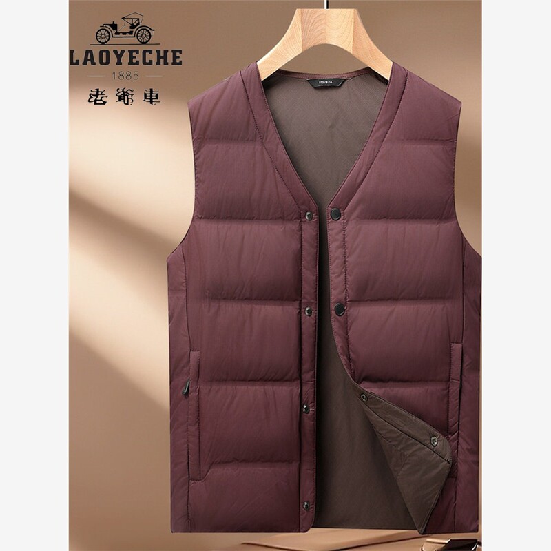 Vintage Style Autumn/Winter Lightweight Fitted Warm down Vest for Men 2025 New V-Neck 90% White Duck down Inner Vest Vintage Style Autumn/Winter Lightweight Fitted Warm down Vest for Men 2025 New V-Neck 90% White Duck down Inner Vest