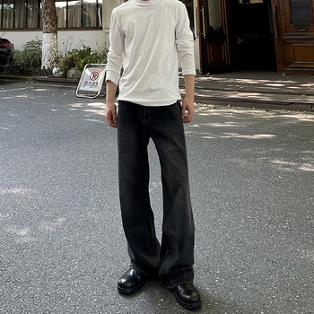 A Carton American-Style Washed Black and Gray Distressed Slim-Fit Versatile Straight-Leg Loose Wide-Leg Jeans Casual Long Pants Trendy