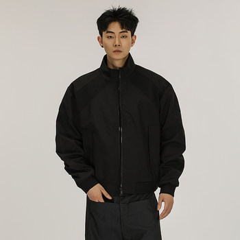 A Carton American-Style Deconstructed Coach Jacket for Men and Women, Outdoor Three-Proof Loose-Fitting Windbreaker with Stand Collar, Trendy Flight Jacket