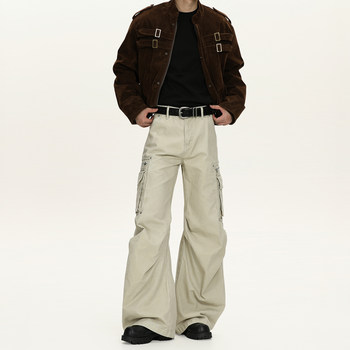 A Carton American Retro Wide-Leg Pleated Loose Casual Work Pants, High-End Style Unisex Long Pants Trendy