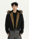 A Carton American-Style Workwear Warm Hooded down Jacket for Men and Women, High-End Casual Fur Collar Jacket, Trendy