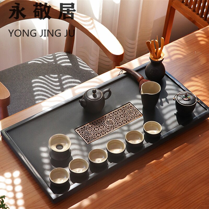 Natural urkin stone tea tray stone tea sea tea table whole block stone special full automatic integrated brief black gold stone