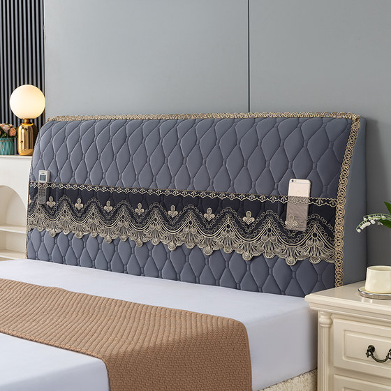 布艺全包床头罩套北欧风床头保护套木床头罩软包弹力夹棉床头套罩