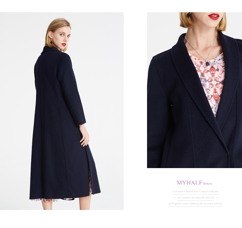 Áo khoác nữ thương hiệu Manhafu 2018 thu đông mới Áo khoác len cashmere hai mặt len ​​qua đầu gối nữ - Áo len lót đôi áo khoác đôi nam nữ