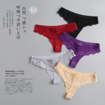  Thong female summer lace panties thin transparent triangle T-pants hot sexy temptation without trace one line