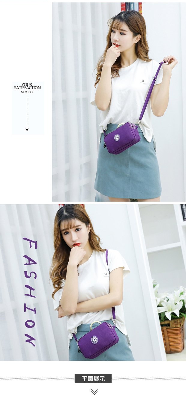 Lớn xiên không thấm nước ba lớp dây kéo ví ví điện thoại di động túi đeo tay túi xách túi xách nữ túi vải nhiều túi - Túi điện thoại túi đeo chéo local brand