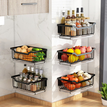 Kitchen vegetable basket storage rack non-perforated stainless steel wall hanging vegetable drain storage rack vegetable basket fruit storage basket