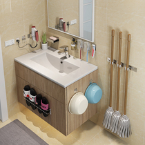 Stainless steel bathroom shelves free-of-punch mop racks washbasin toothbrush hair dryer power hook hanger racks