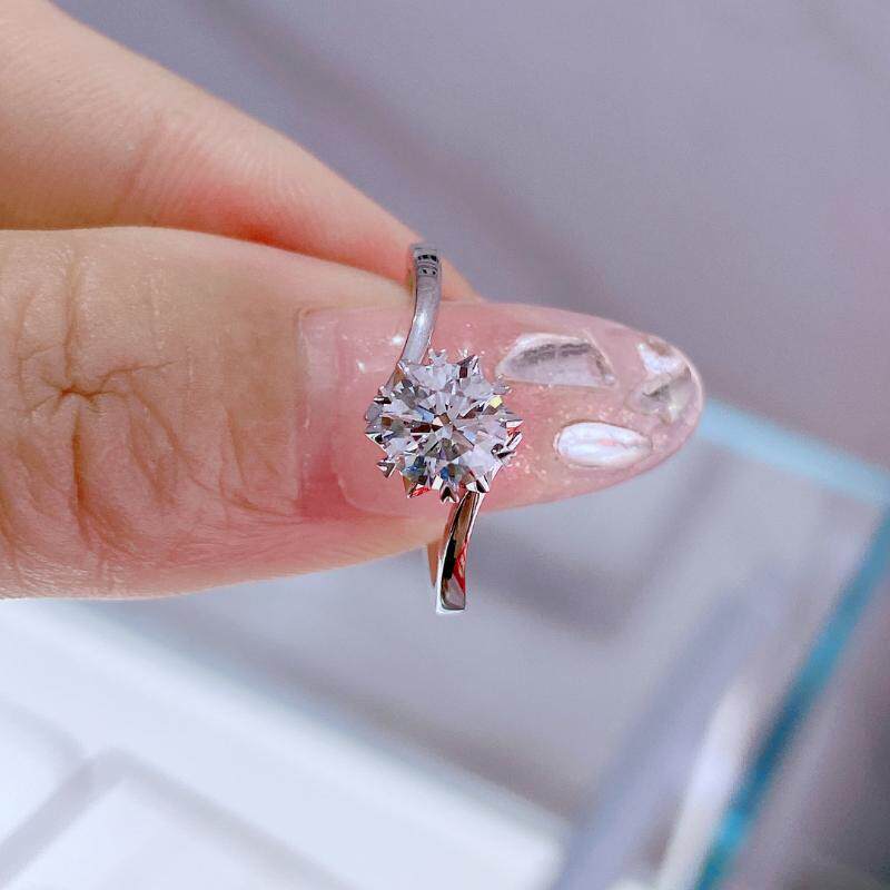 Henan laboratory cultivates artificial synthetic diamonds 18k white gold snowflake twist arm 80 minute wedding ring for women 950 platinum