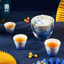 Fast guest Cup one pot three cups ceramic small set outdoor portable teapot tea cup single travel tea set