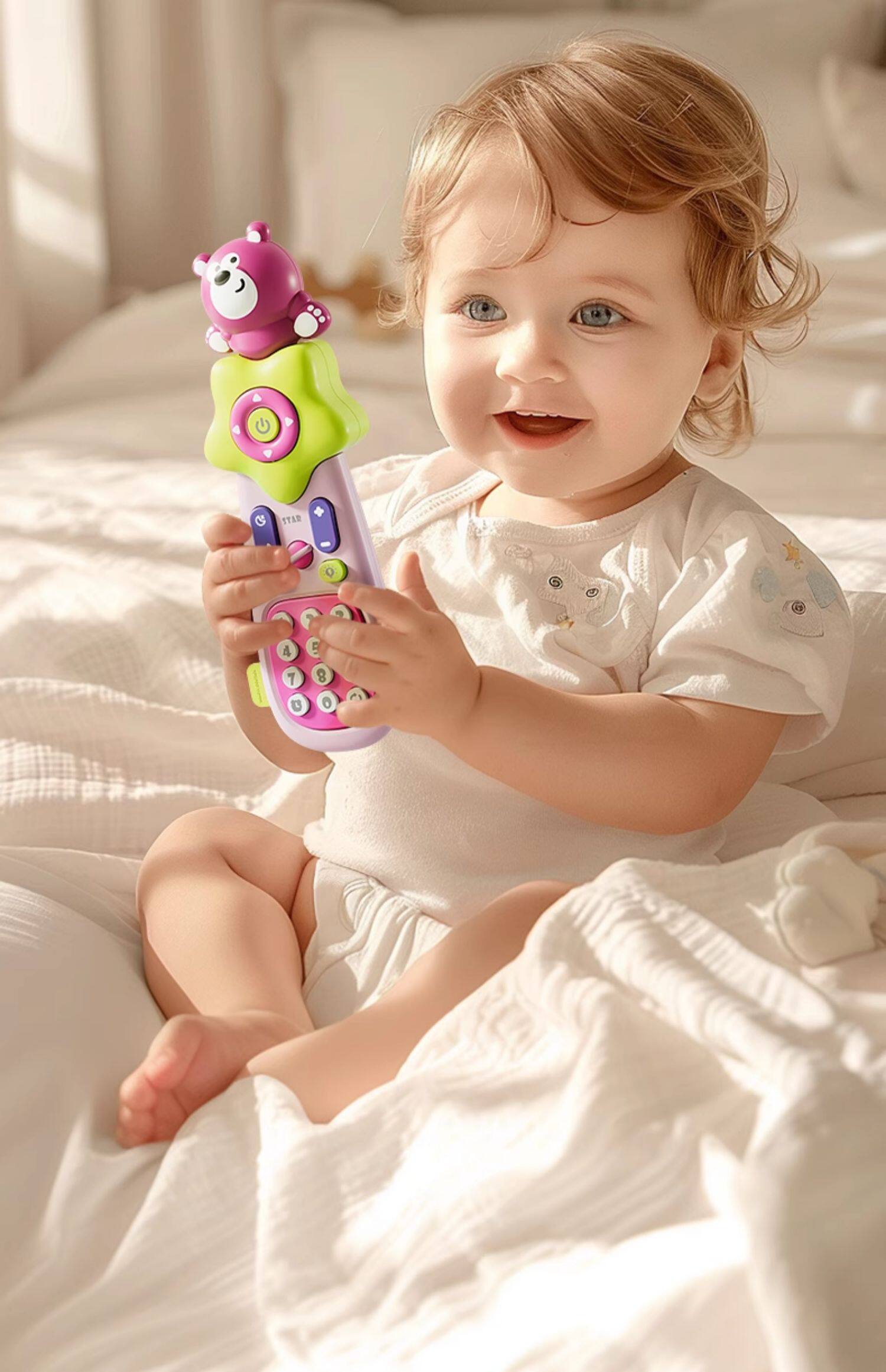 Детский музыкальный телефон 儿童遥控器玩具宝宝仿真音乐手机早教益智电话机婴儿可啃咬男孩女 Huang