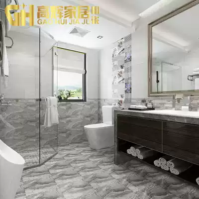 Nordic gray kitchen tiles non-slip wear-resistant floor tiles powder room wall tiles 300X600 balcony glazed tiles