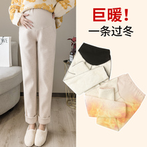Maternity pants Autumn and winter care belly wear cotton pants Fashion maternity pants winter thickened velvet warm leggings winter clothing