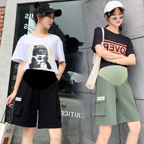 Maternity shorts Womens summer wear thin casual leggings Maternity five-point pants overalls mid-pants summer summer clothes