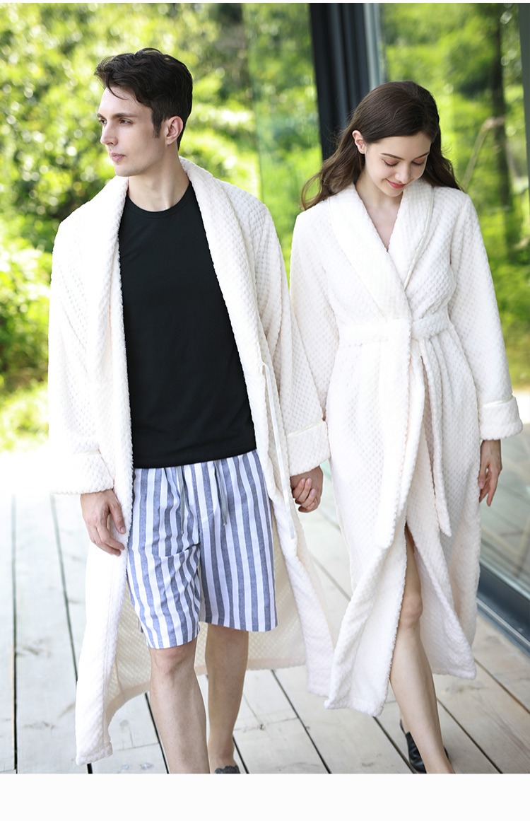 Mật ong chúc vợ chồng ngủ đông nữ san hô nhung dày đồ ngủ flannel ấm áp nam dài phần nhà dịch vụ áo choàng tắm ao ngu cao cap