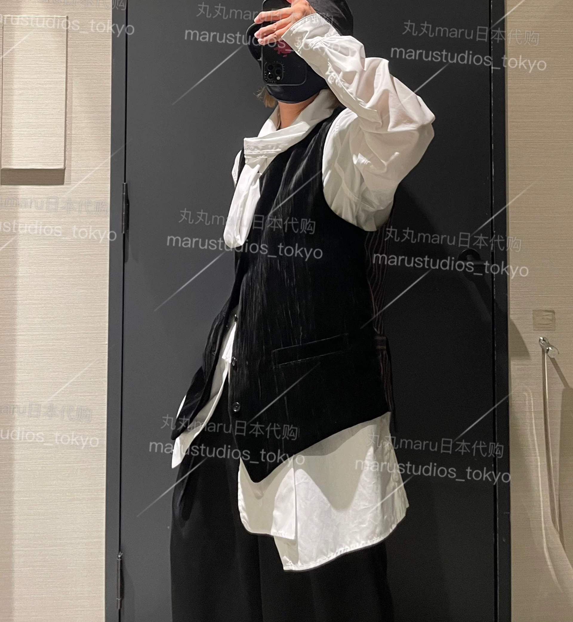 Складывающийся японский закуп 23AW Yohji Yamamoto, Yamamoto Yoshisi Hiroshi, задняя строчка бархатный жилет