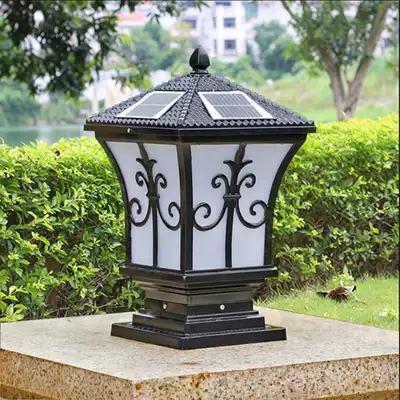 Column head light solar outdoor wall column garden fence column light Villa courtyard landscape light waterproof door light