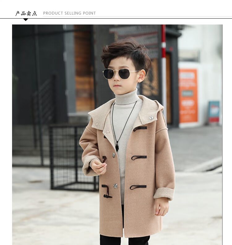 Áo khoác len bé trai 2018 mới cho bé hai mặt lớn Áo trẻ em dài bằng lông lạc đà quần áo sành điệu cho be gái