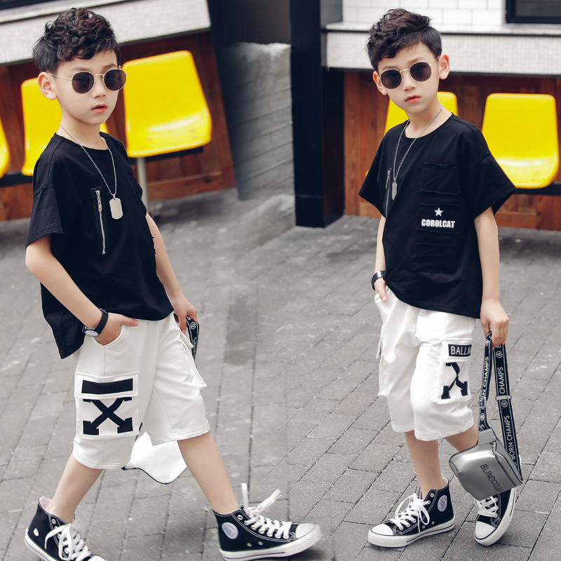 Boy short sleeve T-shirt 2022 new summer clothing children's blouses half sleeves pure cotton CUHK Tong Han version Fashion 100 lap T